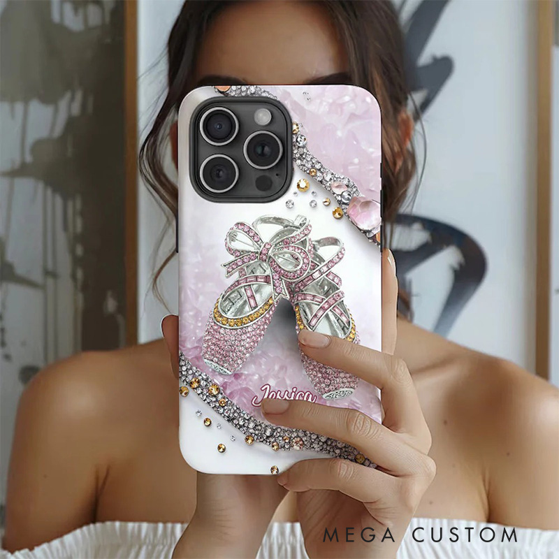 Personalized 2D Flat Cute Ballet Shoes Phone Case Dance Lover iPhone Case Ballet Gift