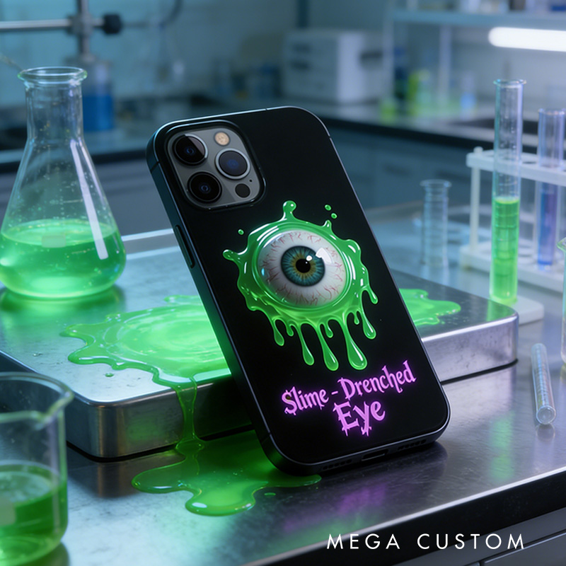 Personalized 2D Flat Slime-Drenched Horror Aesthetic Eyeball Phone Case Movie Lover iPhone Case TV Show Gift
