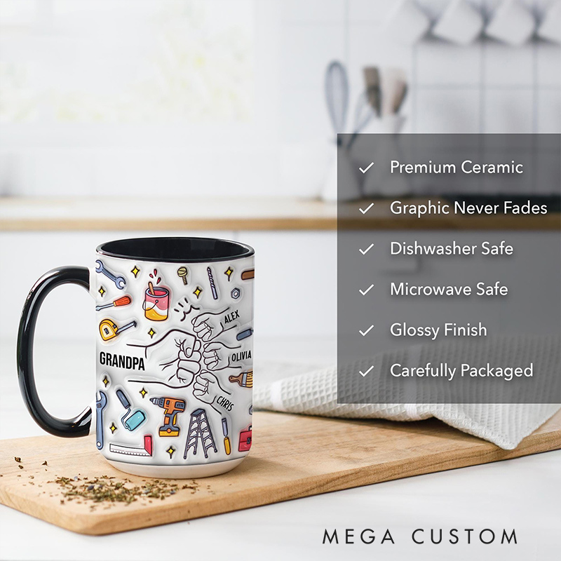 Personalized Grandpa Mug Custom Grandpa Cup Gifts from Grandkids Names Grandchildren Grandfather Birthday Fathers Day Gift 