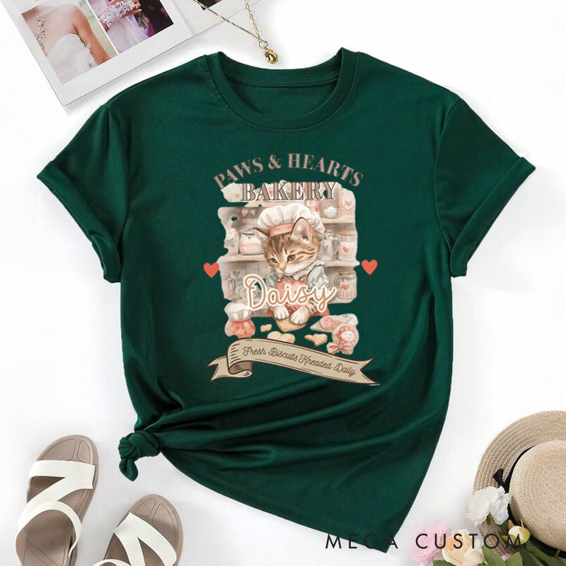 Personalized Valentine Cat Shirt Funny Cat Kitty Bakery Biscuit Shirt for Baking Lovers