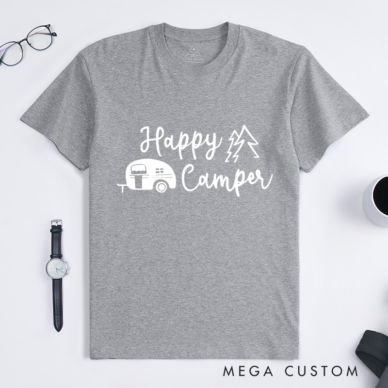 Personalized Hiking Camping Shirts Funny Happy Camper Shirts Gift for Outdoor Camping Adventure