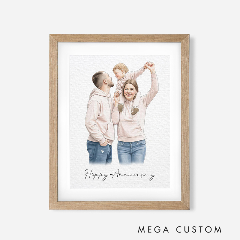 Personalized Hand-Drawn Painting from Photo Custom Watercolor Family Portrait from Photo Mother Father gift Gift from Daugther