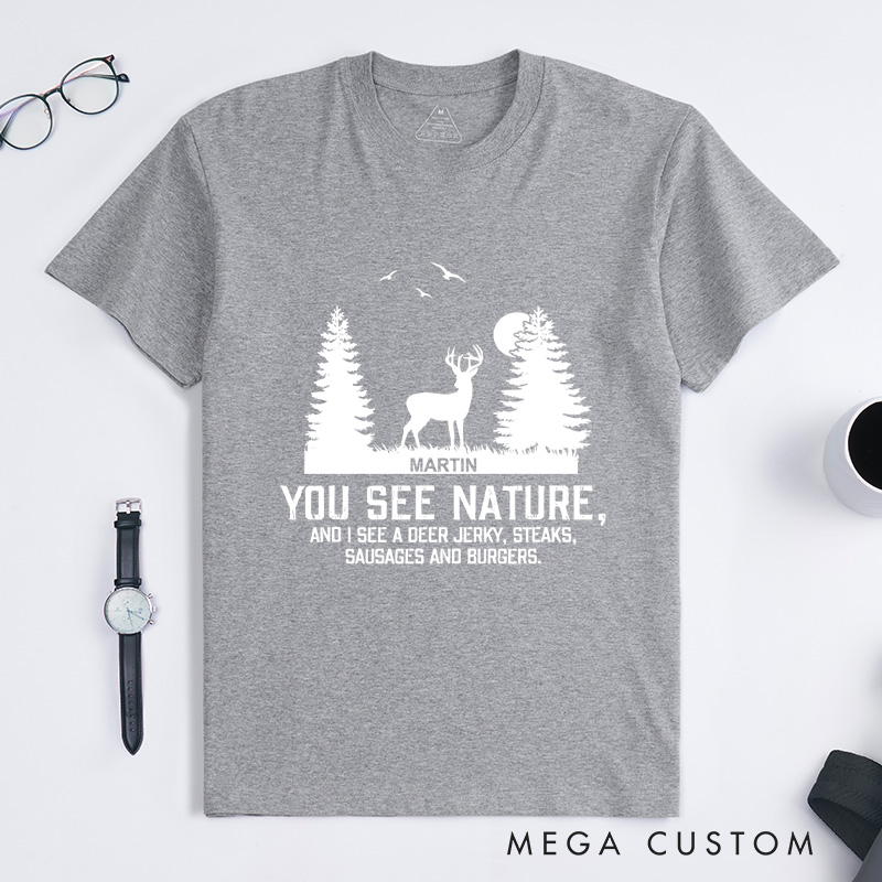 Personalized Nature Hunter T-Shirt Hunting Shirts for Men Husband Gift for Outdoor Hunting Lover