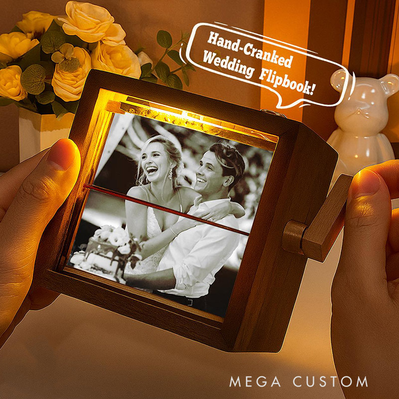 Personalized Photo Flipbook Animation Box Wooden Photo Book with Light Anniversary Birthday Wedding Gift for Mom Unique Gift for Couple Home Decor