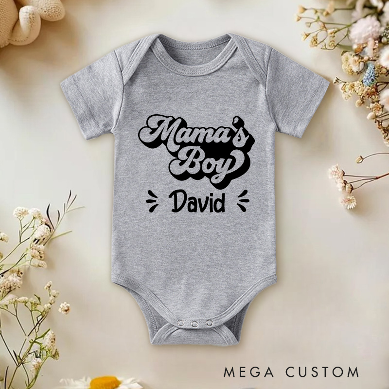 Personalized  Mama's Boy Baby Onesie Retro Boys Onesie Baby Gift for New Mom