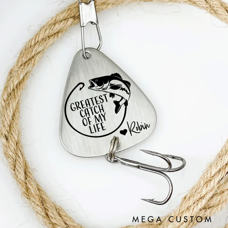 Personalized Fishing Lure Keychain Greatest Catch of My Life Fishing Lure Keychain Gift for Couples and Fishing Lovers