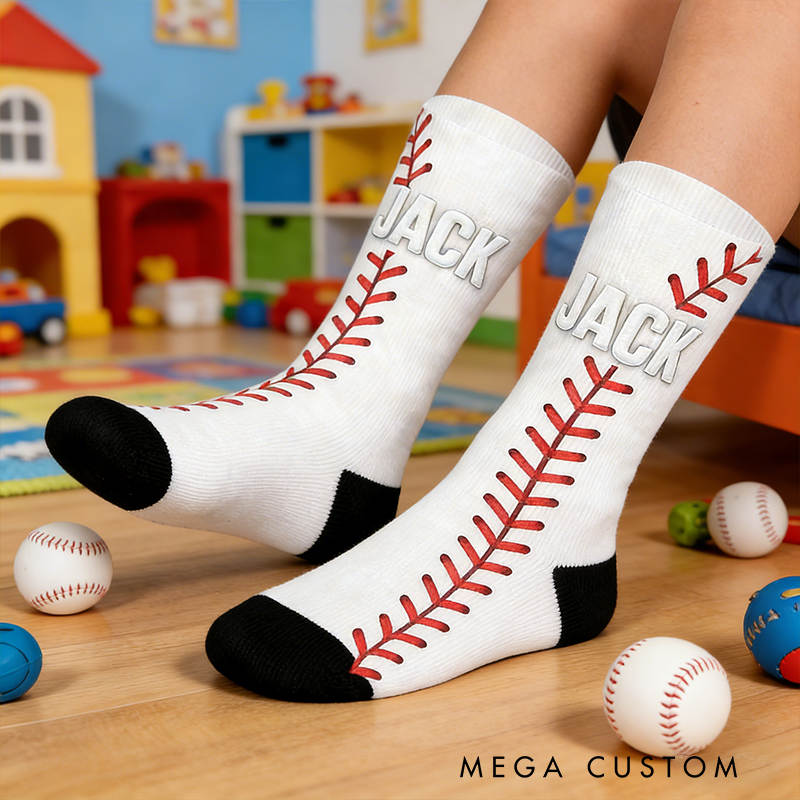 Personalized Baseball Socks with Custom Name for Sports Enthusiasts