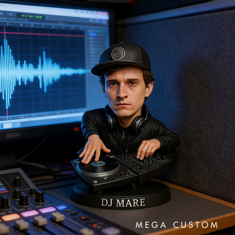 Personalized 2D Flat DJ Enthusiasts' Facial Portraits Figurine for Music Lovers Acrylic Plaque Gift for Kids Music Studio