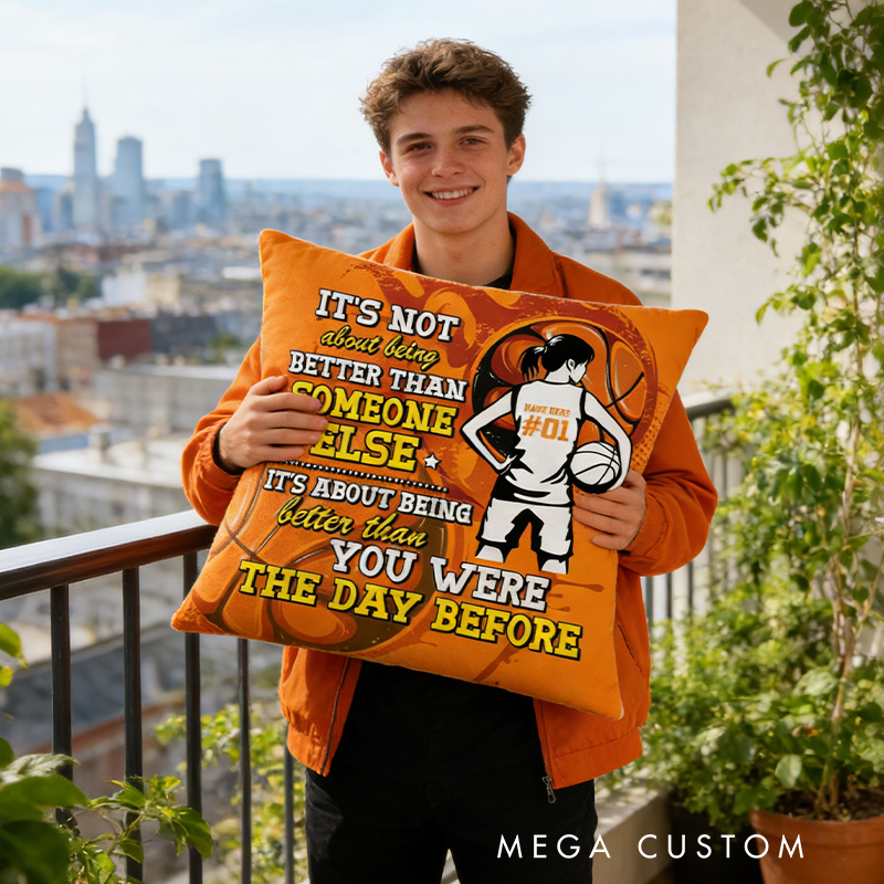 Personalized Basketball Pillow with Custom Name and Motivational Quote   