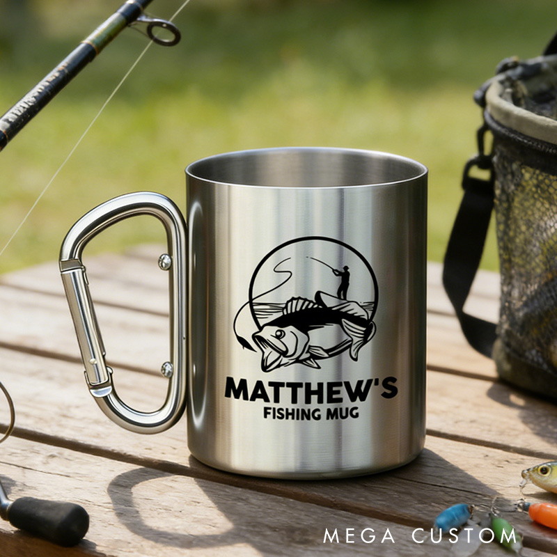 Personalised Fishing Travel Mug Custom Fishing Stainless Steel Mug Gift Outdoors Fishing Lover