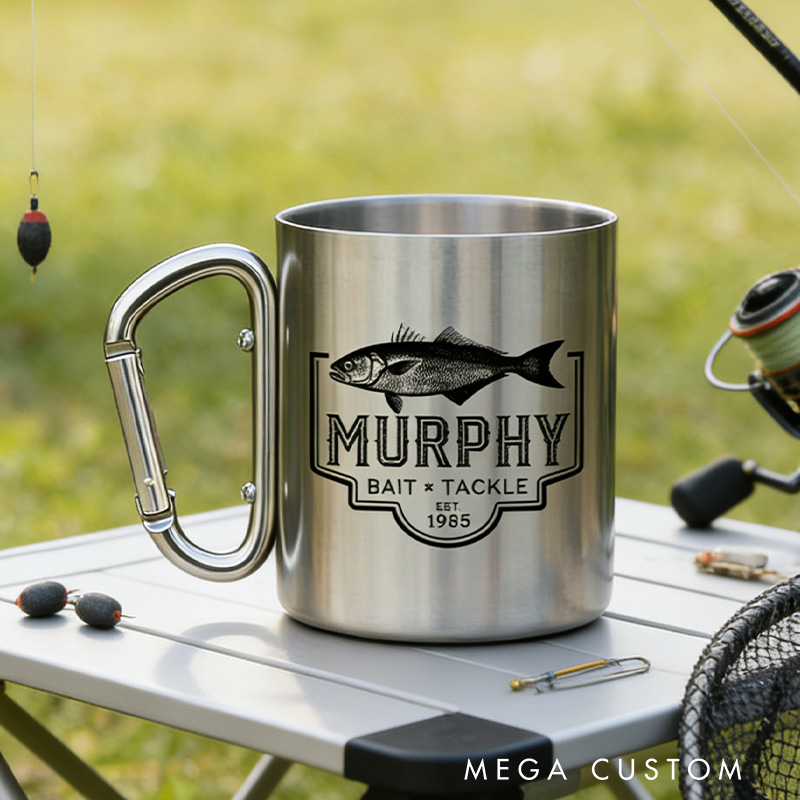Personalized Fish Coffee Mug Custom Fishing Stainless Steel Mug Bait and Tackle Gift Fisherman Gift Fly Fishing Drinkware