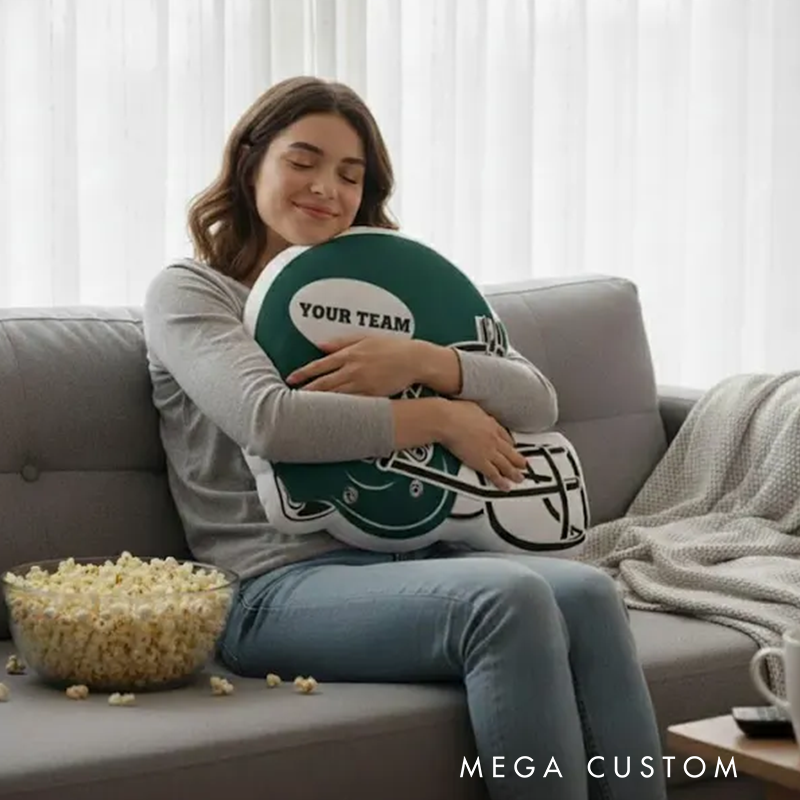 Personalized American Football Helmet Pillow with Custom Team Name Design