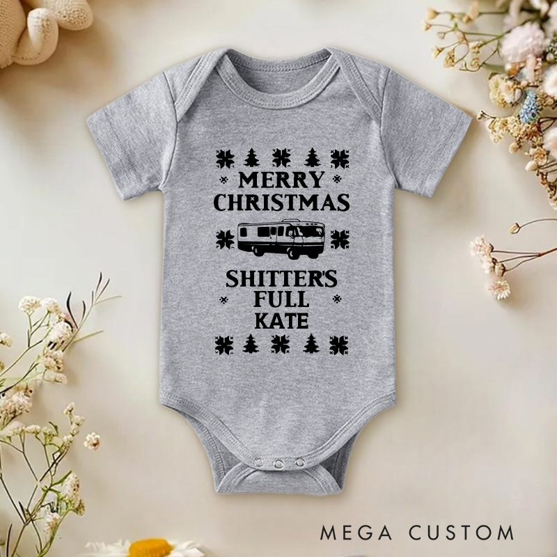 Personalized Merry Christmas Shitter's Full Baby Onesie Ugly Christmas Vacation Baby Onesie Newborn Gift
