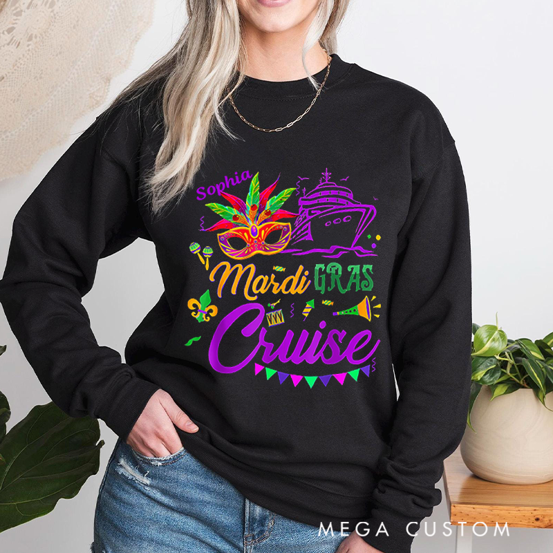 Personalized Mardi Gras Cruise 2026 Classic Sweatshirt Mardi Gras Trip Apparel Cruise Lover Gift