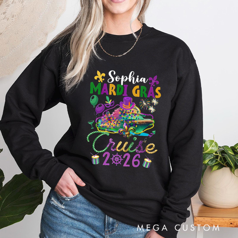 Personalized Mardi Gras Cruise 2026 Classic Sweatshirt for St Patricks Day Saint Patricks Cruise Mardi Gras Trip Apparel Cruise Lover Gift