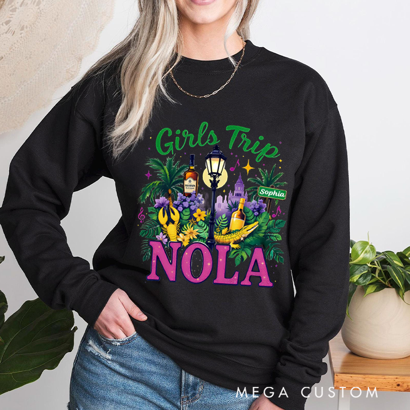 Personalized NOLA Girls Trip Classic Sweatshirt Girls Trip Shirt New Orleans Girls Weekend Trip Shirt Mardi Gras Trip Apparel Cruise Lover Gift