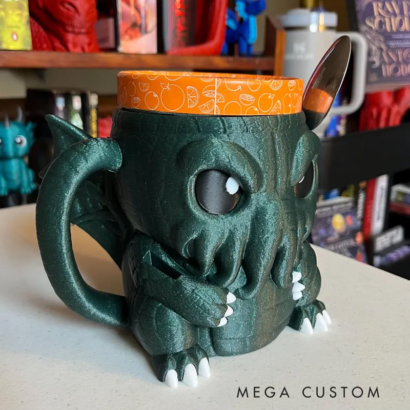 Personalized Cthulhu Movie Ice Cream Pint Holder with Spoon Slots Eco-Friendly 3D Print for Movie Lovers