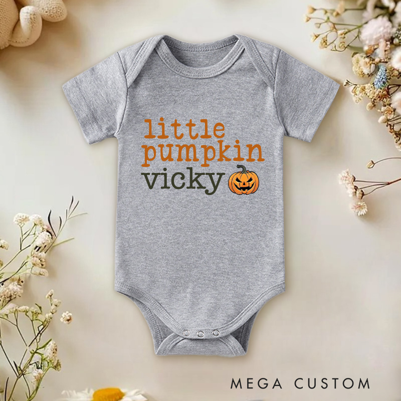 Personalized Little Cute Pumpkin Baby Onesie Fall Baby Gift Pumpkin Spice Gift