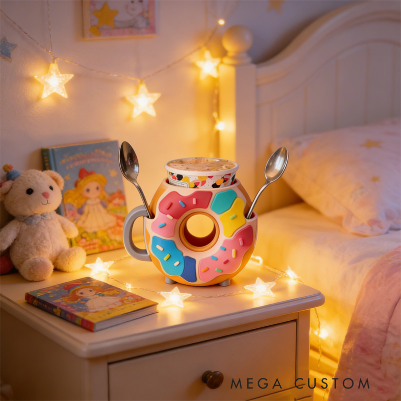 Personalized Adorable Donut Ice Cream Cozy Pint Holder 3D Printed with Spoon Slots for Mom Kids Ice Cream Lover