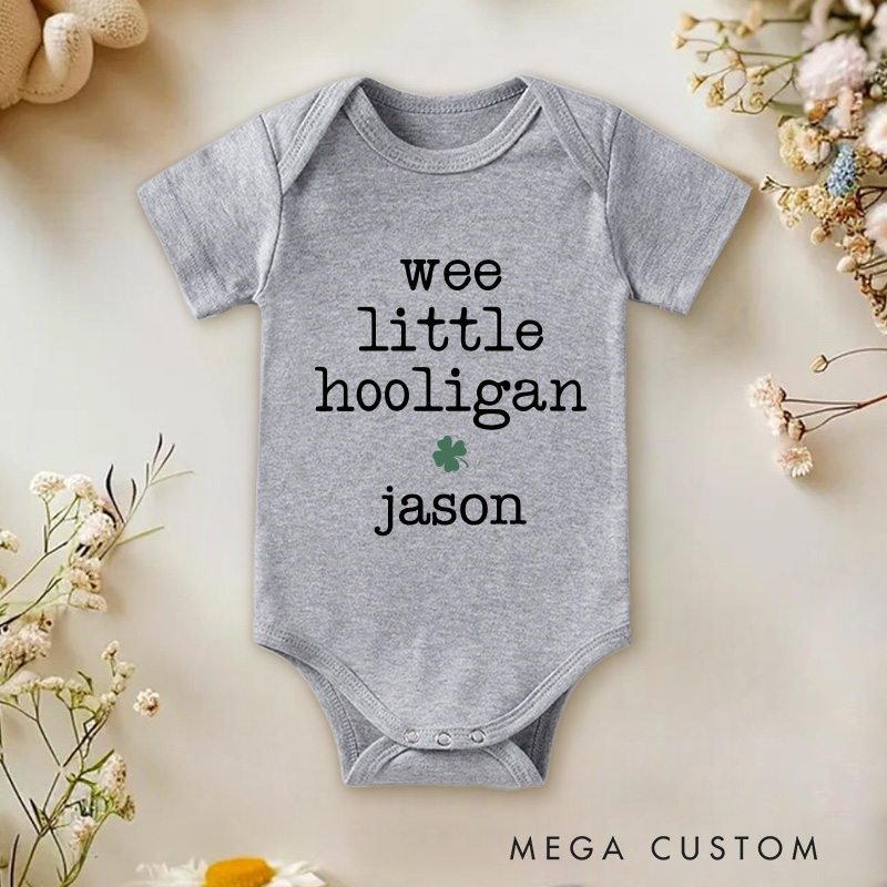 Personalized Wee Little Hooligan Baby Onesie St Patrick's Day Baby Onesie Natural Irish Baby Gift