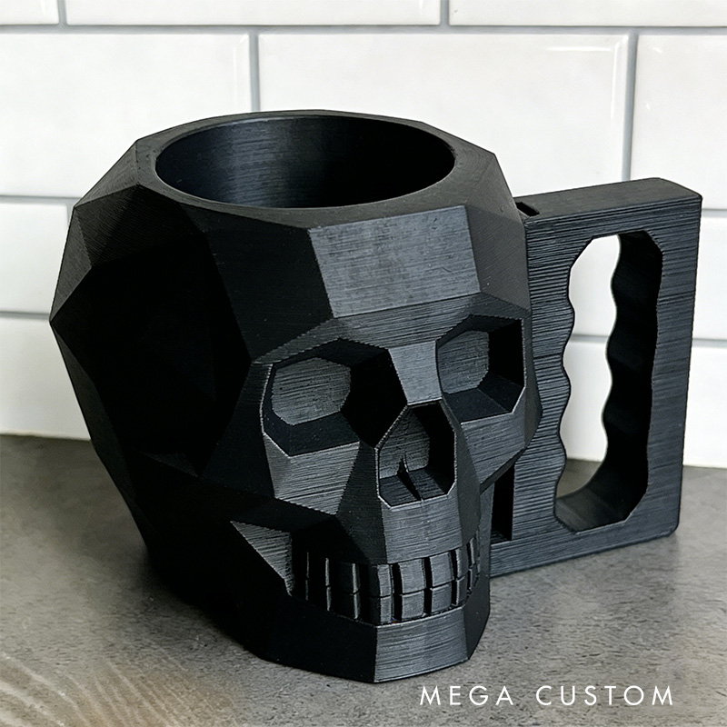Personalized Low Poly Style Skull Gamer Ice Cream Pint Holder with Spoon Slots Eco-Friendly 3D Print for Game Lovers