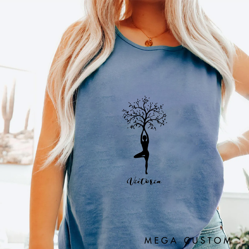 Personalized Yoga Tree Tank Tops Yoga Tank Tops for Women Her Yourself Racerback Tank Top Gift Yoga Lover