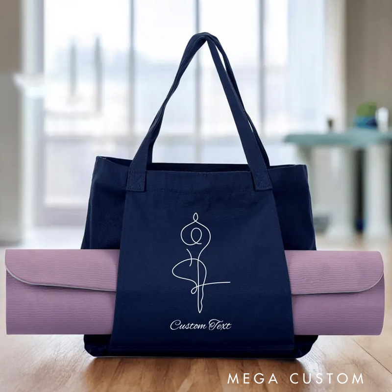 Personalized Yoga Mat Tote Bag Custom Canvas Pilates Bag Yoga Tote Bag Gym Yoga Lover Gift for Women Her
