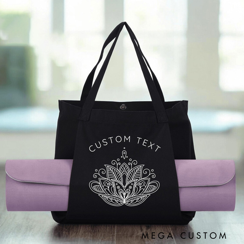 Personalized Lotus Yoga Mat Tote Bag Custom Canvas Pilates Bag Yoga Mat Holder Bag Yoga Lover Gift for Women Her
