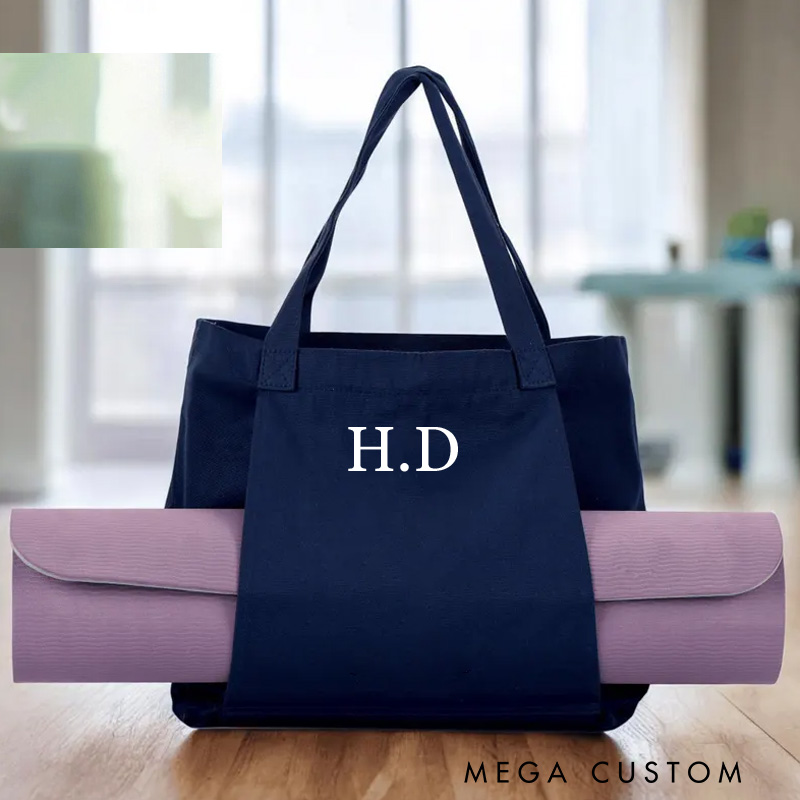 Personalized Monogrammed Yoga Mat Tote Bag Custom Canvas Pilates Bag Yoga Bag with Holder Yoga Lover Gift for Women Her