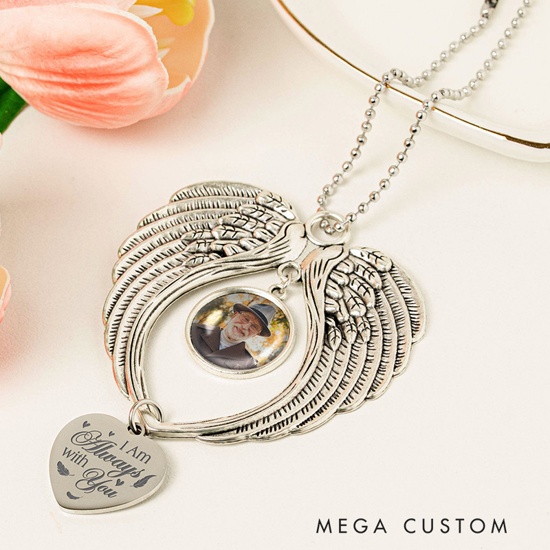 Personalized Angel Wings Photo Ornament I Am Always With You Car Ornament Sympathy Gift