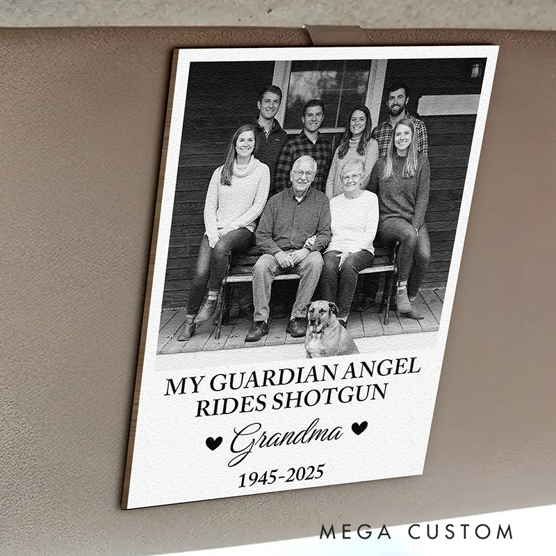 Personalized Wooden Photo Car Visor Clip My Guardian Angel Rides Shotgun Memorial Gift for Loss of Loved One Sympathy Gift