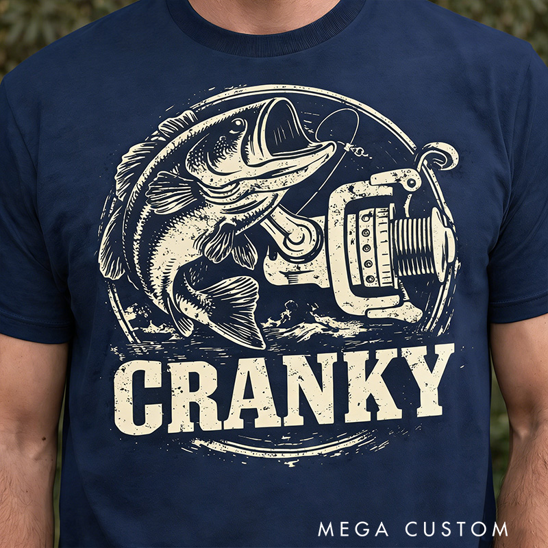 Personalized Cranky Fishing T-Shirt Funny Fisherman T-Shirt Outdoor Fishing Lover Gift for Husband Him