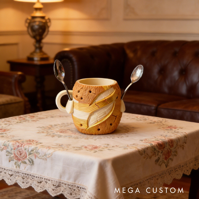 Personalized Adorable Bread Ice Cream Cozy Pint Holder 3D Printed with Spoon Slots for Mom Kids Ice Cream Lover