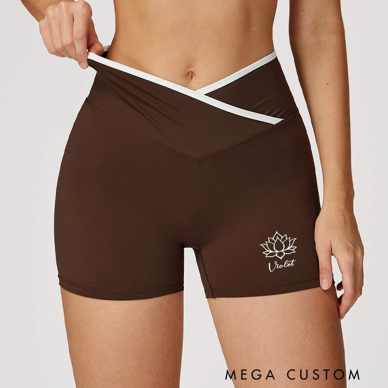 Personalized Lotus Yoga Shorts Custom Gym Fitness Hot Pants High Waist Quick Dry Gym Fitness Shorts for Yoga Lover