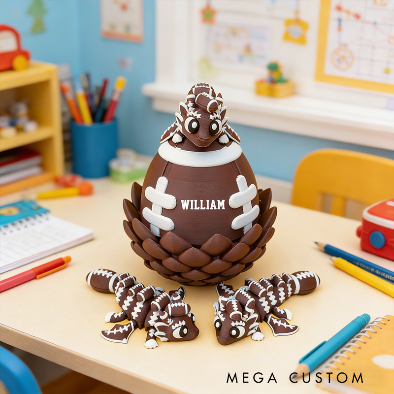 Personalized 3D-Printed American Football with Custom Name Design