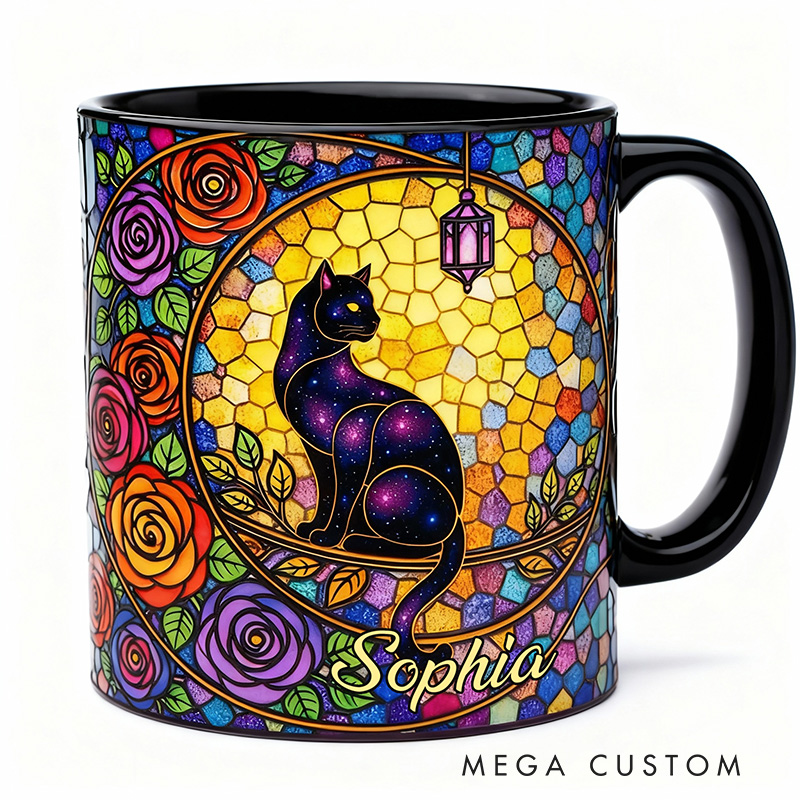 Personalized Black Cat Moon Magical Mug Coffee Mug Magic Lover Mug Witchcore Gift Coffee Mug