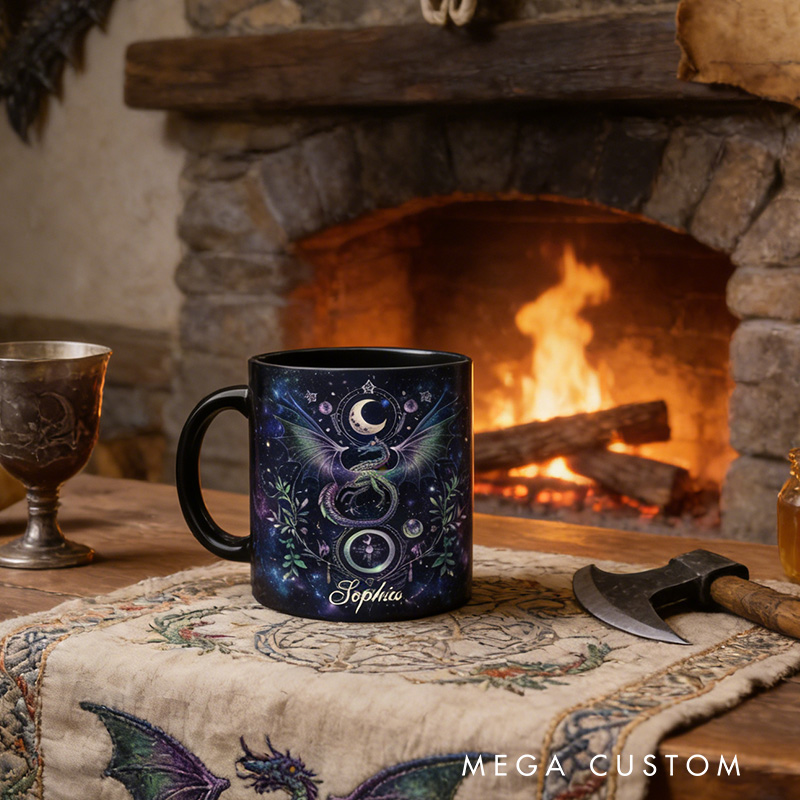 Personalized Celestial Dragon Moon Magical Mug Coffee Mug Magic Lover Mug Witchcore Gift Coffee Mug