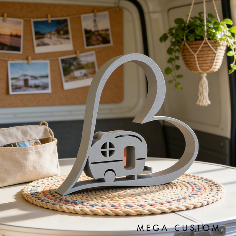 Personalized 3D Printed Camper Heart Camping Decor Sign Gifts for Campers Rv Gift Ideas
