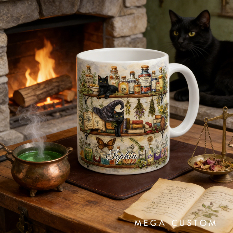 Personalized Vintage Apothecary Herbs Magical Mug Coffee Mug Magic Lover Mug Witchcore Gift Coffee Mug