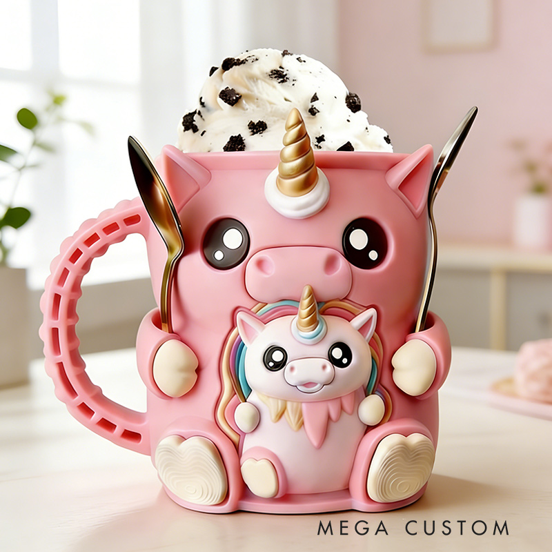 Personalized Dream Horse Ice Cream Cozy Pint Holder 3D Printed with Spoon Slots & Snack Drawer for Mom Kids Ice Cream Lover