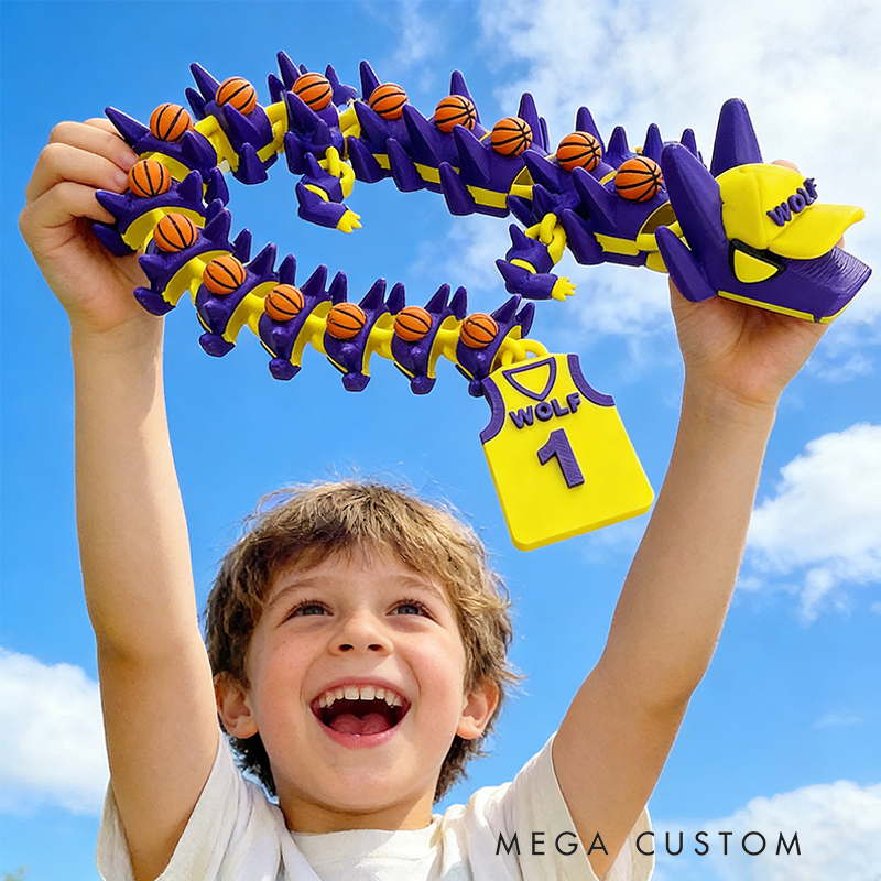 Personalized 3D Printed Basketball Dragon Toy with Custom Name and Number for Kids and Enthusiasts