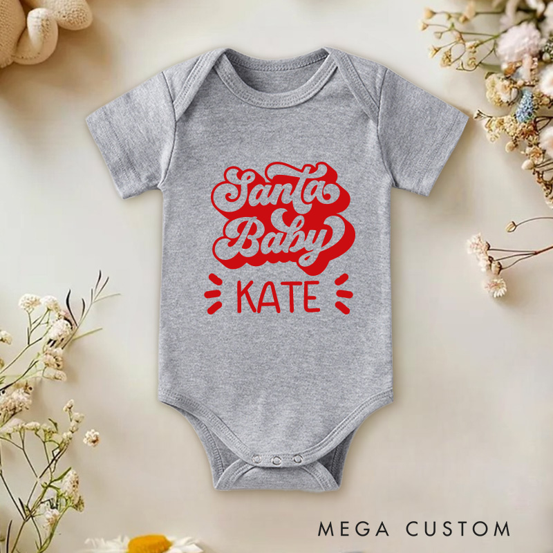 Personalized Christmas Rerto Santa Baby Super Baby Onesie Christmas Baby Gift