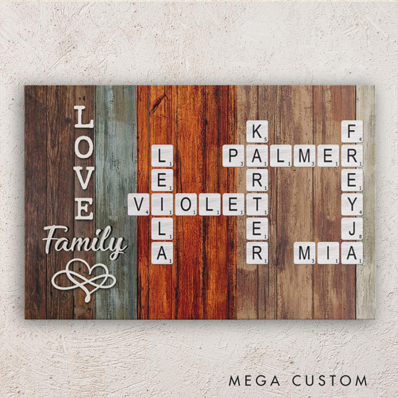  Personalized Family Wall Art Custom Family Name Crossword Canvas  Unique Name Sign Home Decor Gift Family Gift