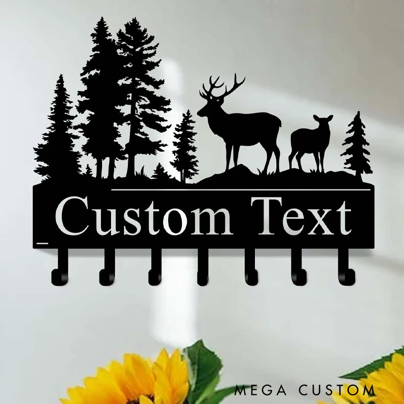 Personalized Custom Metal Bear Family Key Holder Cabin Decor Forest Wall Decor Outdoor Adventure Lover