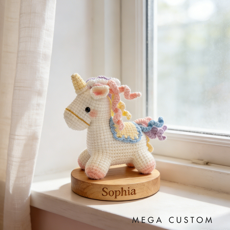 Personalized Crochet Unicorn Toy Customizable Name Plush Toy with DIY Kit and Finished Product Adorable Handmade Gift