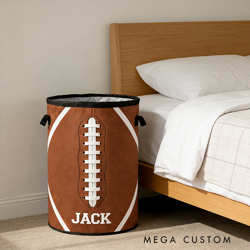 Personalized American Football Laundry Hamper with Custom Name Design