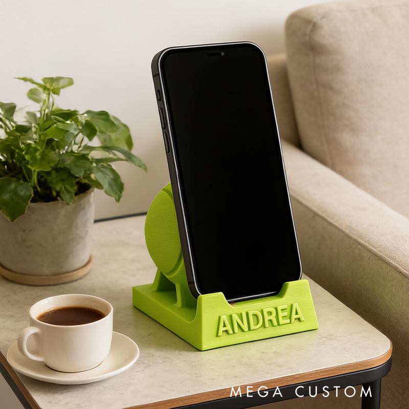 Personalized Tennis Ball 3D-Printed Phone Stand with Custom Name for Tennis Enthusiasts 