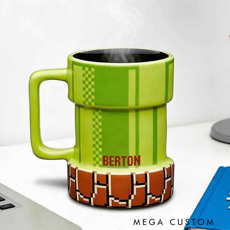 Personalized Retro Game Pipe Mug Custom Retro Game Enthusiasts Coffee Cups Gifts for Game Geek