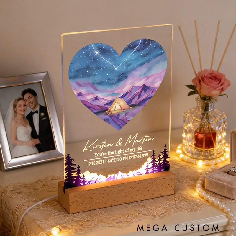 Personalized Romantic Camping LED Night Light Outdoor Adventure Lover Night Light Valentine's Day Gift for Couple