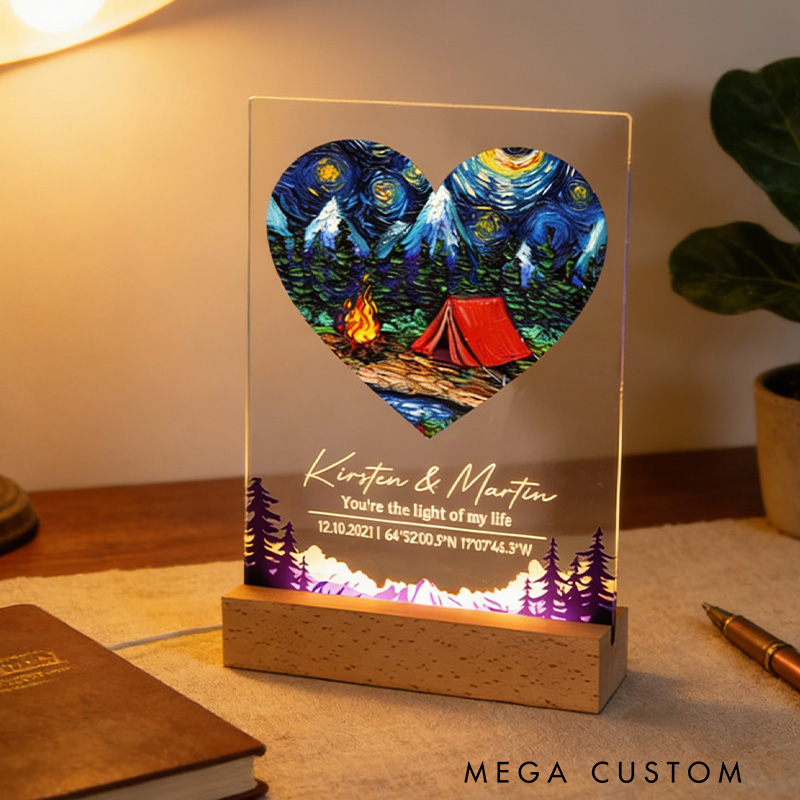 [Copy]Personalized Romantic Camping LED Night Light Outdoor Adventure Lover Night Light Valentine's Day Gift for Couple